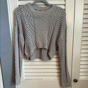 Zara Gray Crew Neck Sweater with Textured Knit